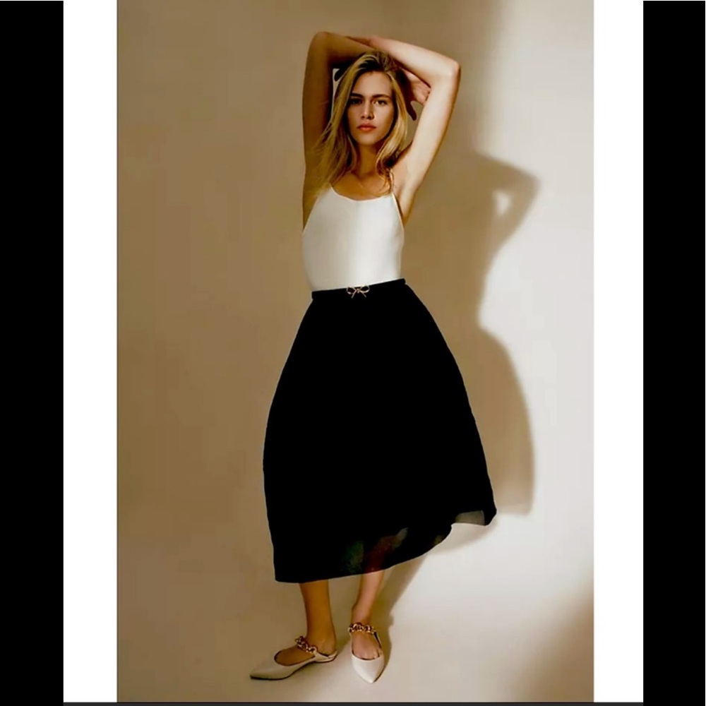 Anthropologie Maeve Knit Camisole Tulle Skirt Black & White Dress NWT M
